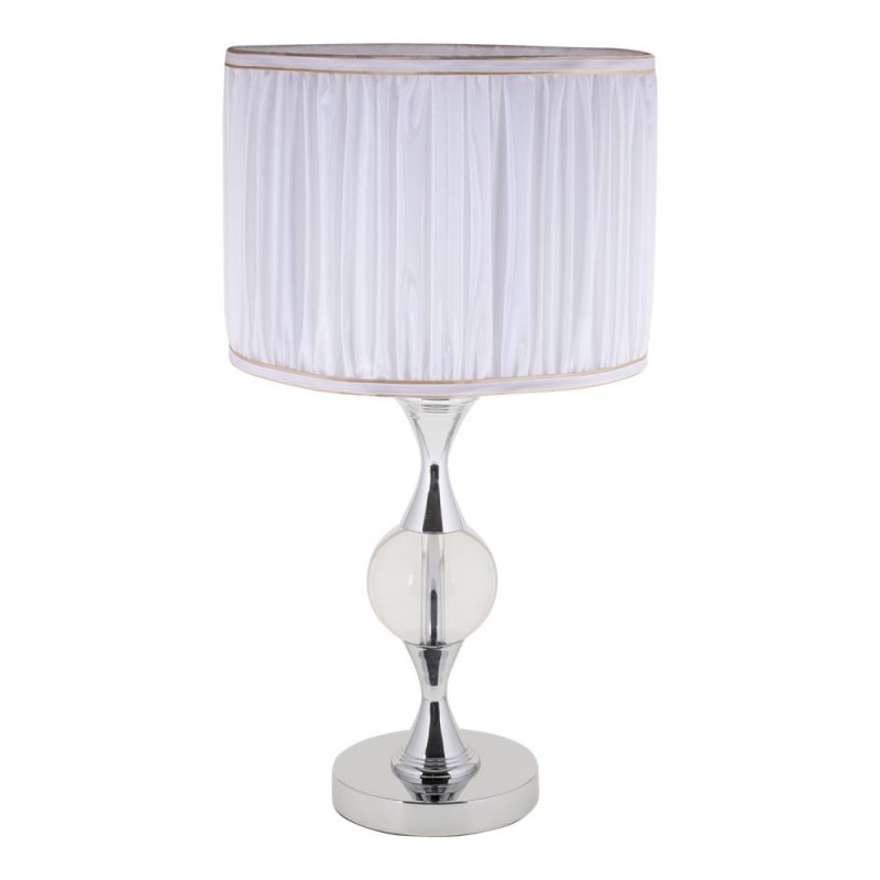 Lámpara de mesa cromo cristal con pantalla plisada Amarante