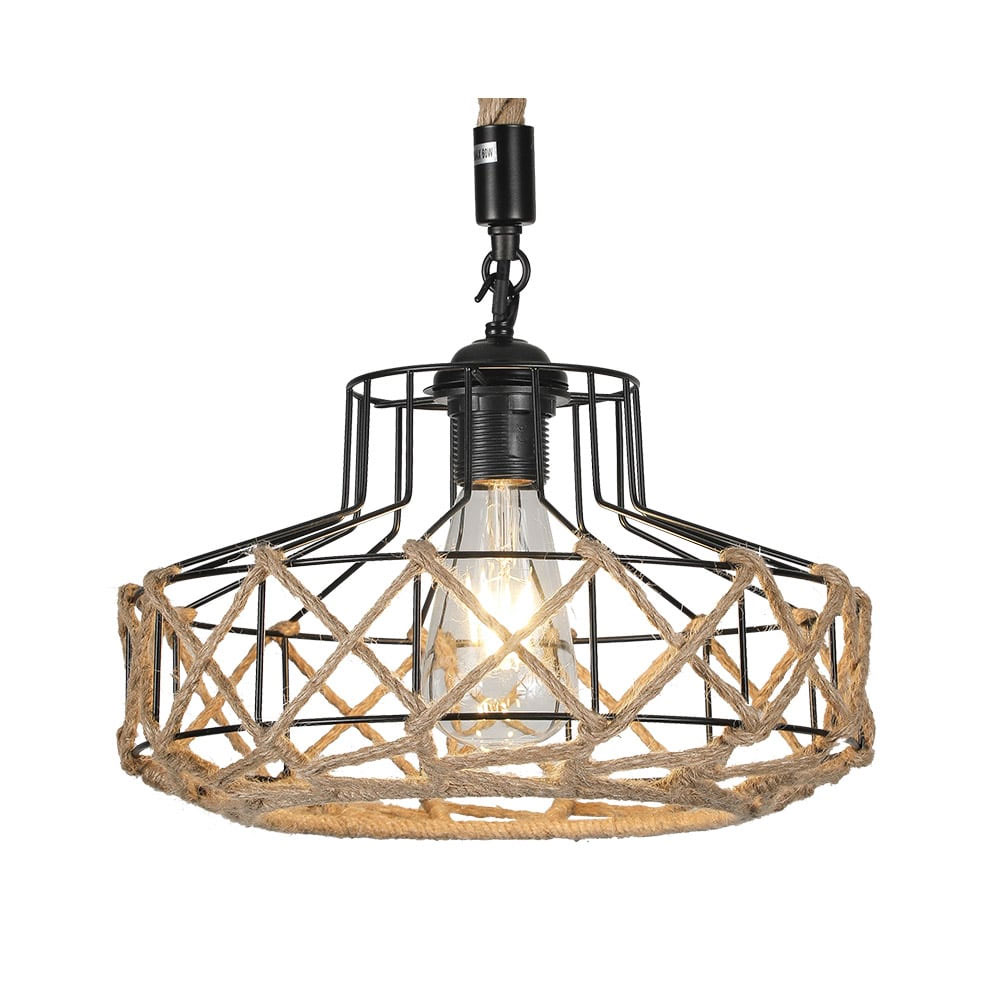 Lámpara colgante 1 luz metal y cuerda cáñamo Yute 7