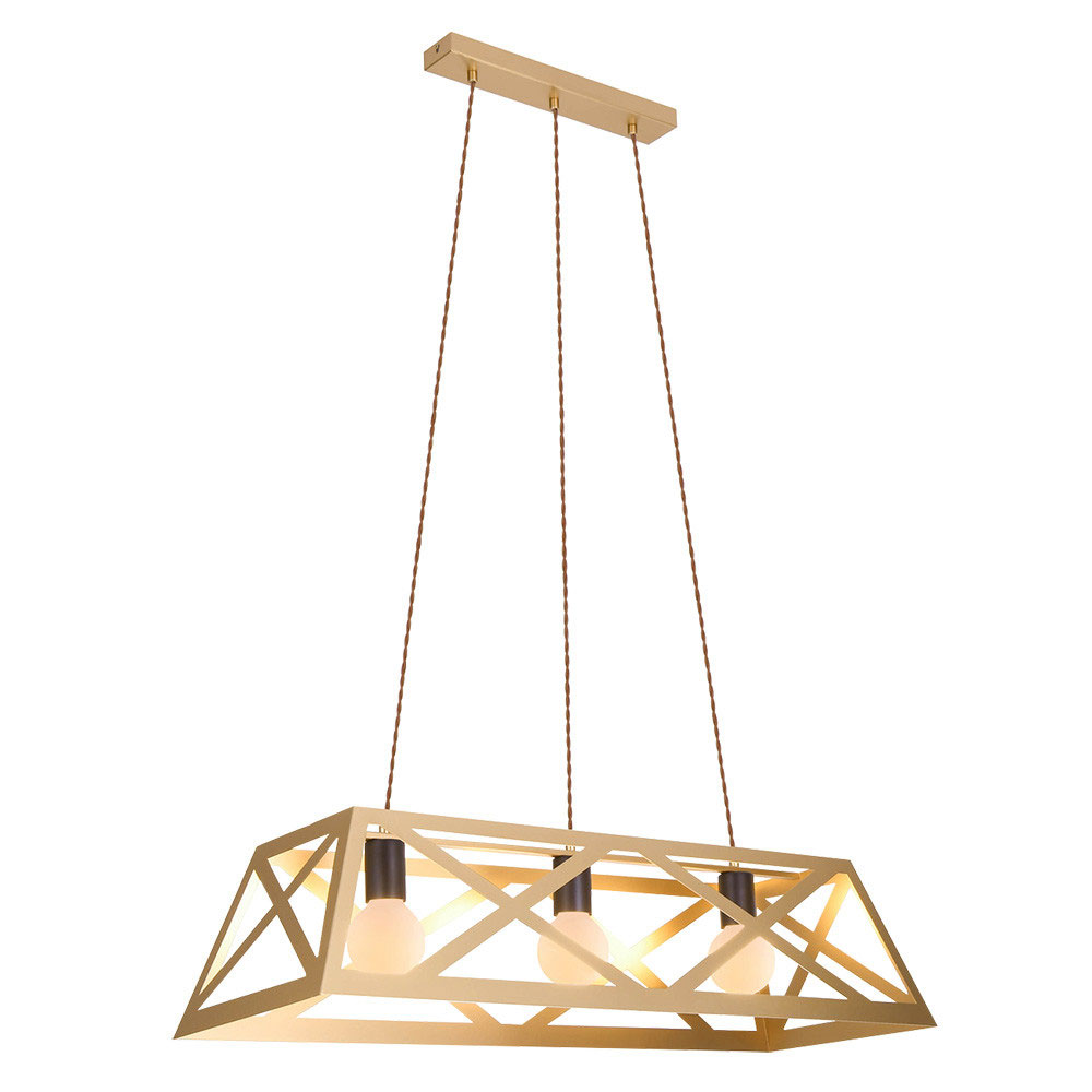 Lámpara de techo 3 luces oro mate rectangular Melli