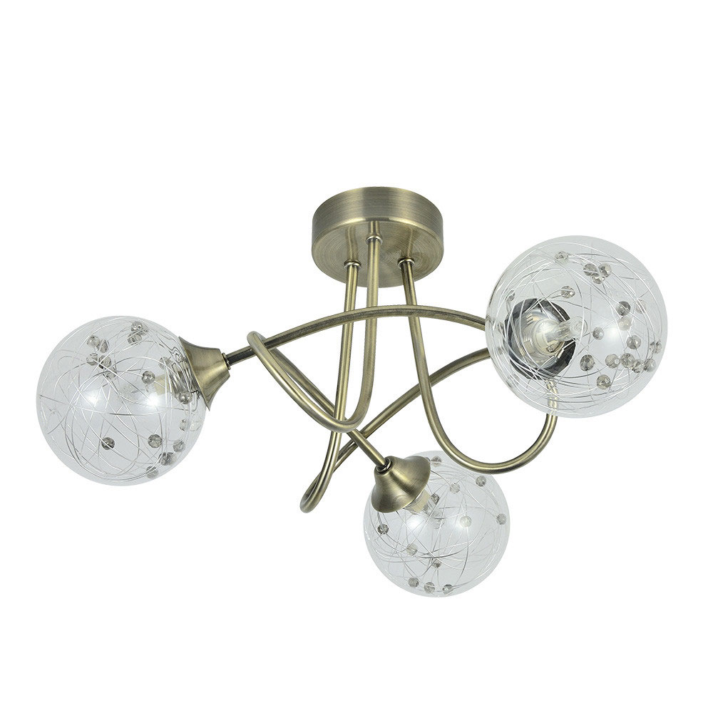 Lámpara techo 3 tulipas esferas Rio De Janeiro