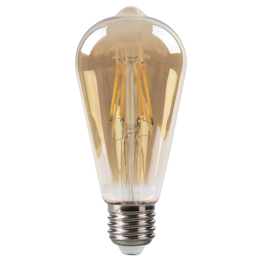 Bombilla filamento led pebetero cristal ámbar E27 4W 2700K