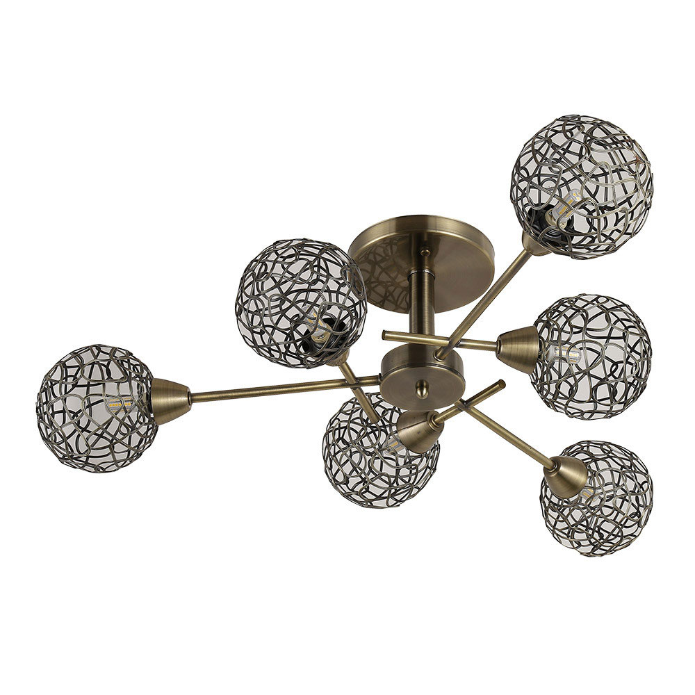 Lámpara techo 6 luces tulipa esférica Speke