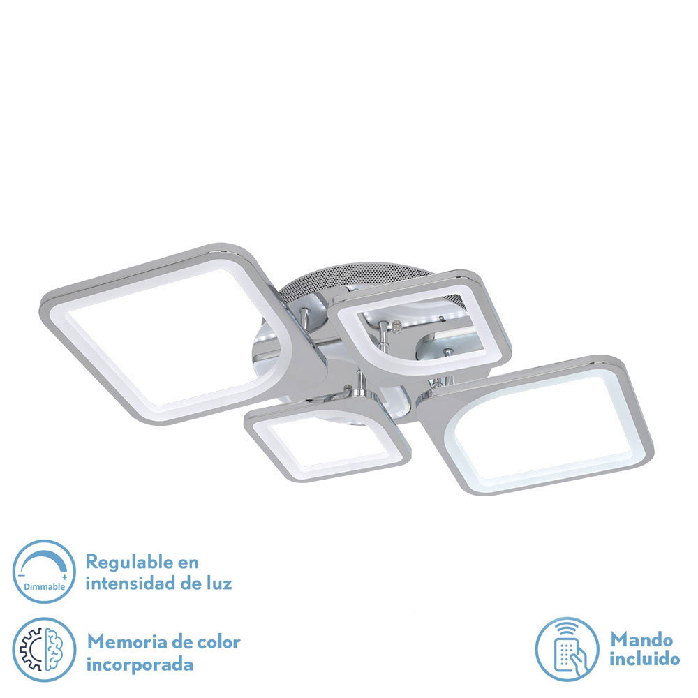 Plafón led 86W cromo 3 tonos regulables Elara