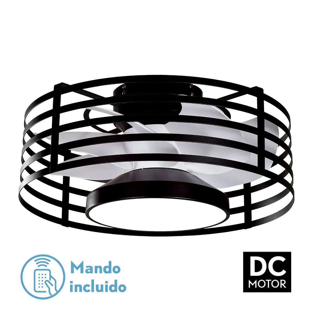 Plafón ventilador techo 7 aspas negro y blanco 57,8 cm motor DC Xaloc Plafón ventilador techo 7 aspas negro y blanco 57,8 cm motor DC Xaloc