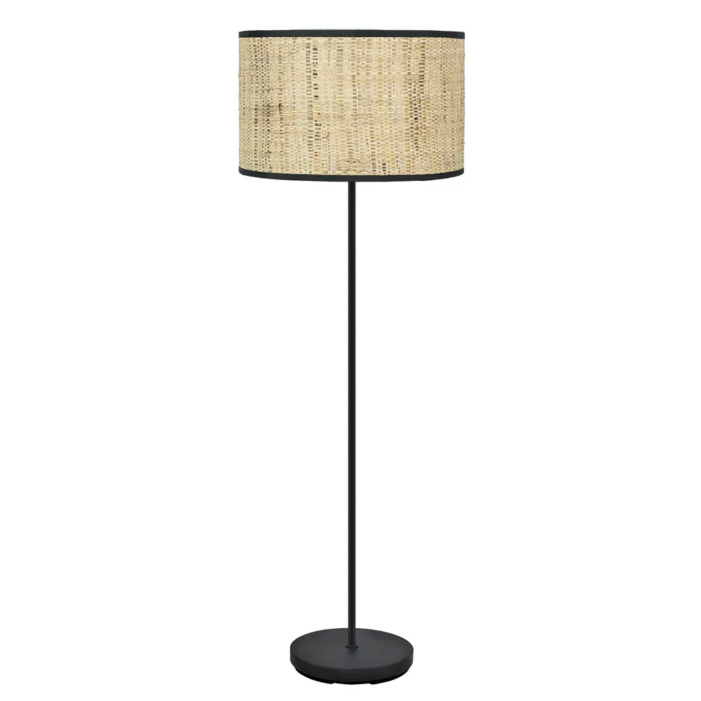 Lámpara suelo 1 luz pantalla cañizo y negro 40 cm Natasha