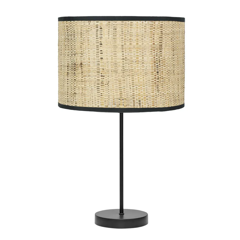 Lámpara mesa 1 luz pantalla cañizo y negro 30 cm Natasha