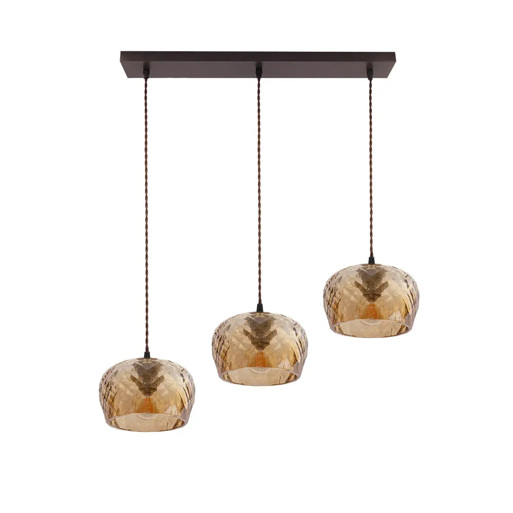 Lámpara 3 luces lineal tulipa suspensión cristal Estela Lámpara 3 luces lineal tulipa suspensión cristal Estela