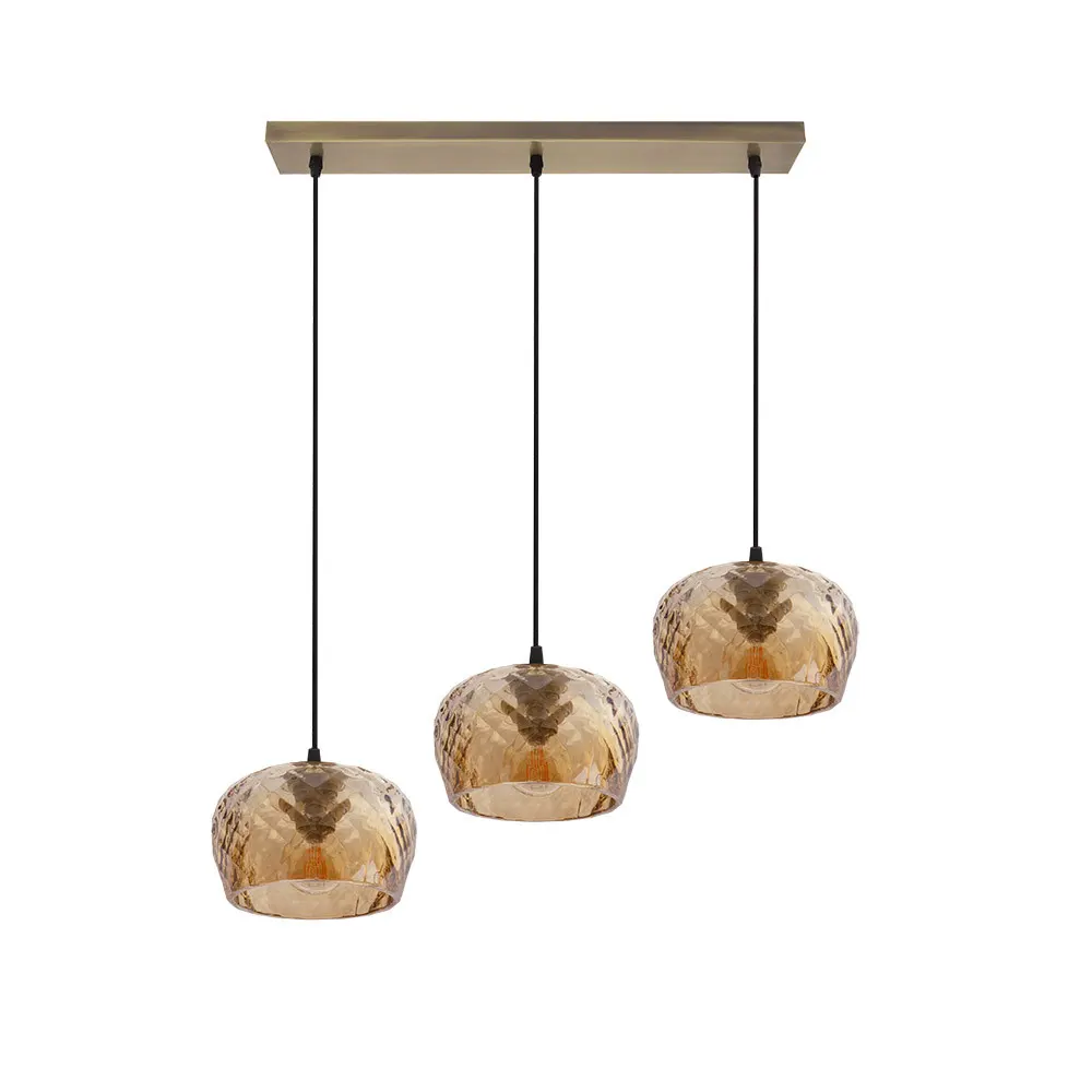 Lámpara 3 luces lineal tulipa suspensión cristal Estela Lámpara 3 luces lineal tulipa suspensión cristal Estela