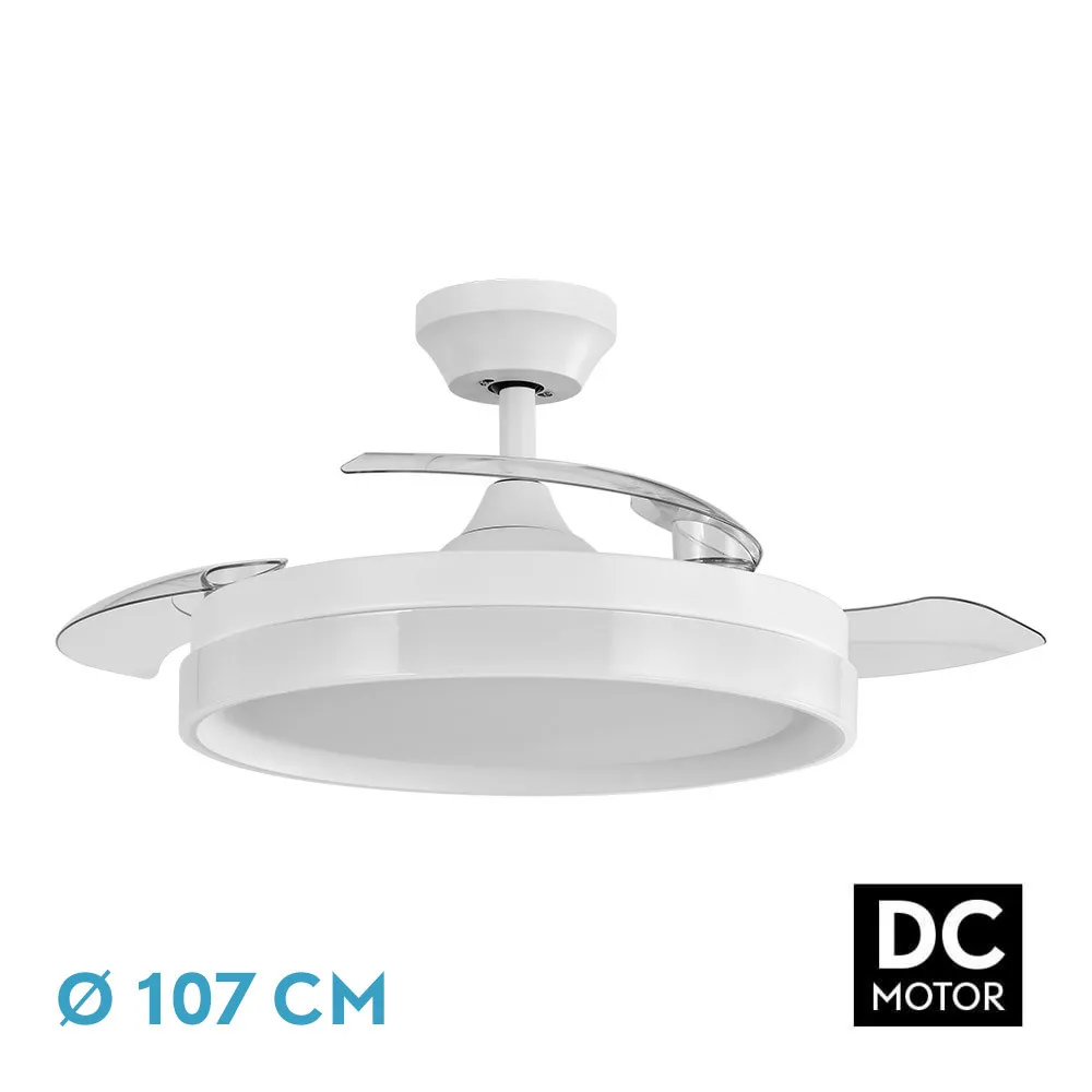 Ventilador techo led 3 aspas desplegables 107 cm motor DC Zenit Ventilador techo led 3 aspas desplegables 107 cm motor DC Zenit