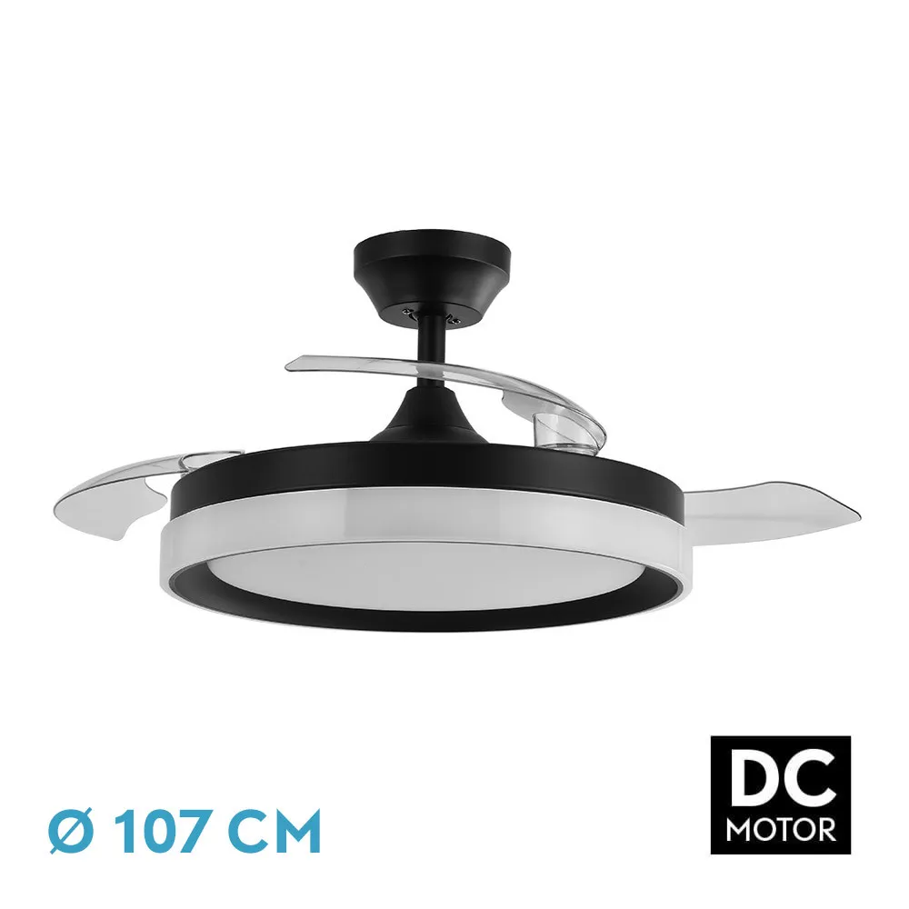 Ventilador techo led 3 aspas desplegables 107 cm motor DC Zenit Ventilador techo led 3 aspas desplegables 107 cm motor DC Zenit