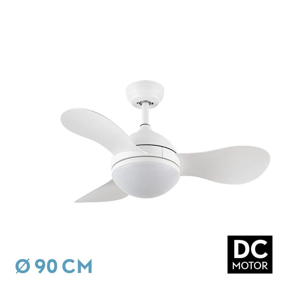 Ventilador techo led con mando 3 aspas 90 cm Solido Ventilador techo led con mando 3 aspas 90 cm Solido